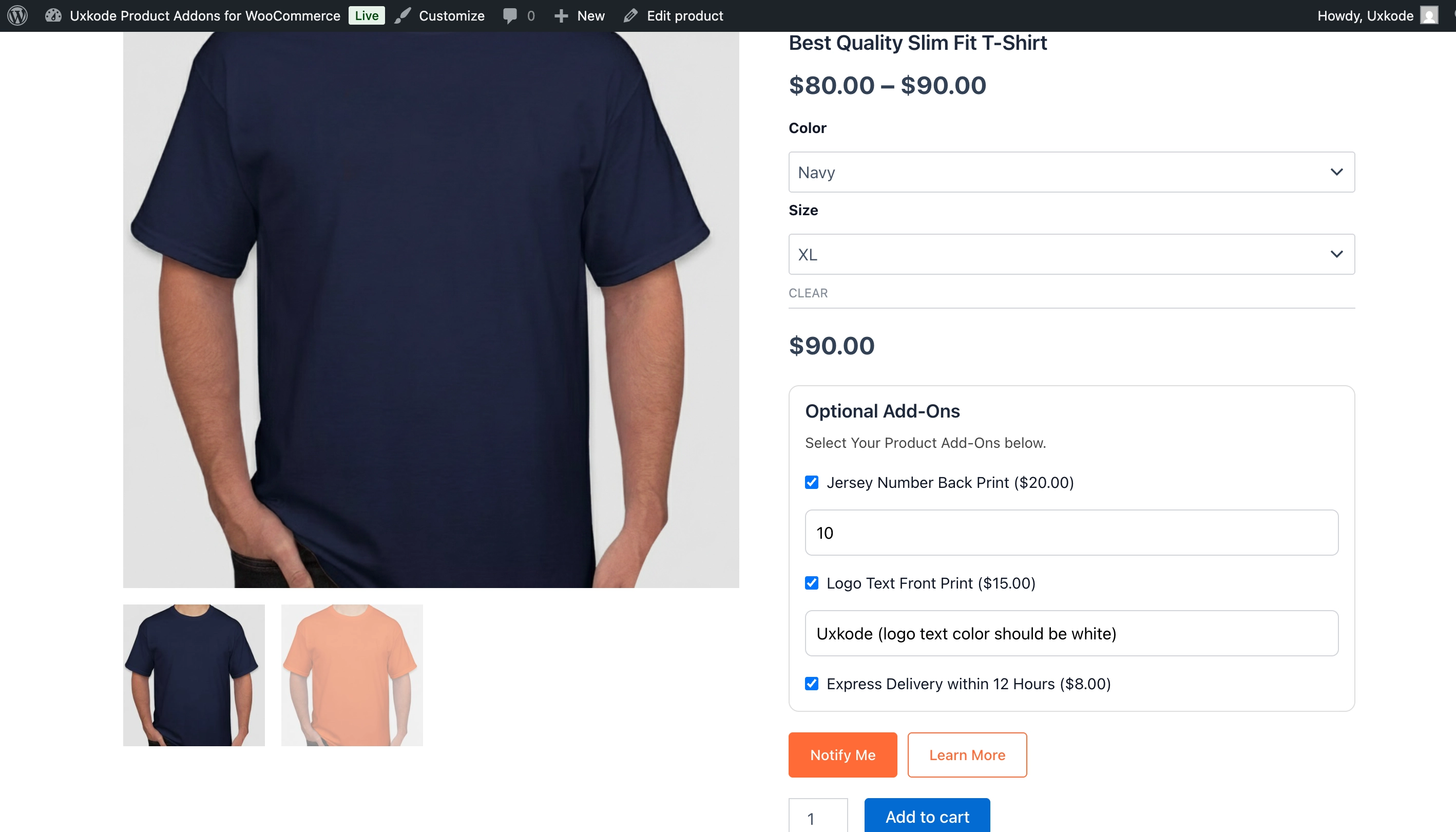 Displaying Uxkode Product Addons Features